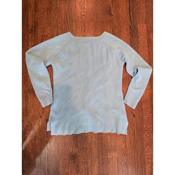 Cyrus Womens Light Blue Cable Knit Raglan Sleeve Crew Neck Sweater Size M - Picture 3 of 5